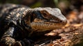 A monitor lizard basking in the sun created with Generative AI