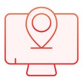 Monitor location flat icon. Computer with map pin red icons in trendy flat style. Screen with pin gradient style design Royalty Free Stock Photo