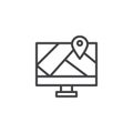 Monitor location map outline icon