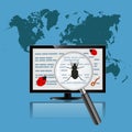 Monitor with magnify glass. Virus concept Royalty Free Stock Photo
