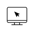 Monitor with mouse cursor outline. Computer cursor line vector icon. linear style sign for mobile concept and online web Royalty Free Stock Photo