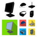 Monitor, mouse and other equipment. Personal computer set collection icons in black, flat style vector symbol stock Royalty Free Stock Photo