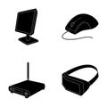 Monitor, mouse and other equipment. Personal computer set collection icons in black style vector symbol stock Royalty Free Stock Photo