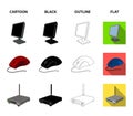 Monitor, mouse and other equipment. Personal computer set collection icons in cartoon,black,outline,flat style vector Royalty Free Stock Photo