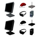 Monitor, mouse and other equipment. Personal computer set collection icons in cartoon,black style vector symbol stock Royalty Free Stock Photo