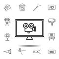 monitor movie, camera icon. Simple thin line, outline vector element of Cinema icons set for UI and UX, website or mobile