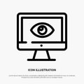 Monitor, Online, Privacy, Surveillance, Video, Watch Line Icon Vector