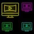 Monitor, panoramic, video neon color set icon. Simple thin line, outline vector of augmented reality icons for ui and ux, website