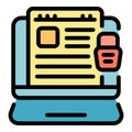 Monitor password icon color outline vector