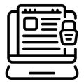 Monitor password icon, outline style