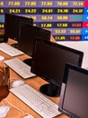 Business monitor pc office. Stock market digital graph chart display . Royalty Free Stock Photo