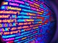 Monitor photo. Writing program code on computer. Computer script typing work. Concept of security, programming and hacking, deep Royalty Free Stock Photo