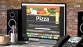 Monitor with Pizza recipe on desktop