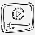 Monitor play fast forward doodle vector icon. Drawing sketch illustration hand drawn line eps10