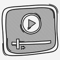 Monitor play fast forward doodle vector icon. Drawing sketch illustration hand drawn line eps10