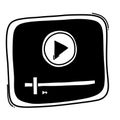 Monitor play fast forward doodle vector icon. Drawing sketch illustration hand drawn line eps10