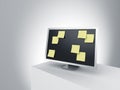 Monitor on a podium with post it notes. Royalty Free Stock Photo