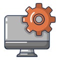 Monitor repair icon, cartoon style.