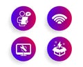 Monitor repair, Wifi and Customer survey icons set. Creative idea sign. Vector