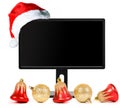 Monitor and Santa Claus hat Royalty Free Stock Photo
