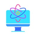 Monitor with scientific symbols line icon. Technology, screen, TV, computer, resolution, free time. Vector color icon on a white