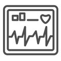 Monitor screen displays heart rate line icon, Healthcare concept, cardiogram device sign on white background