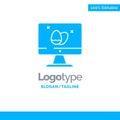 Monitor, Screen, Egg, Easter Blue Solid Logo Template. Place for Tagline Royalty Free Stock Photo