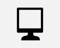Monitor Screen Icon Computer Desktop LED LCD Display TV Television Black White Outline Shape Vector Graphic Artwork Sign Symbol Royalty Free Stock Photo