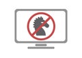 monitor showing no trojan virus sign. Vector illustration decorative design