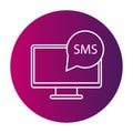 Monitor SMS icon. Text message notification. Digital chat Vector bubble. Computer communication graphic. Royalty Free Stock Photo