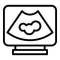 Monitor sonography icon, outline style