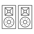 Monitor speakers, studio acoustic system thin line icon, sound design concept, audio set vector sign on white background