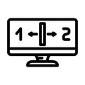 monitor split screen hybrid work line icon vector illustration
