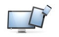 Monitor, tablet computer and mobile phone Royalty Free Stock Photo