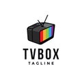 Monitor television TV box logo icon vector, broadcasting entertainment graphic