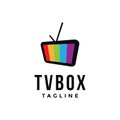 Monitor television TV box logo icon vector template, broadcasting entertainment graphic