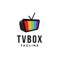 Monitor television TV box logo icon vector template, broadcasting entertainment graphic