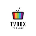 Monitor television TV box logo icon vector template, broadcasting entertainment graphic