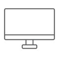 Monitor thin line icon, desktop and device, computer display sign, vector graphics, a linear pattern on a white Royalty Free Stock Photo