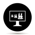 In the monitor, the TV image of a sailing ship. Royalty Free Stock Photo