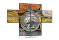 Monitor wall showing an image of a Dollar coin