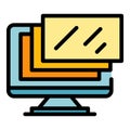 Monitor web interface icon color outline vector Royalty Free Stock Photo