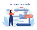 Monitoring accounts receivable operations. Woman reviews digital dashboard