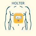 Daily monitoring of ECG. Holter for daily use. The device monitors the bleeding of the heart. And can prevent a heart attack