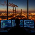 Monitoring industrial activity from control room Royalty Free Stock Photo
