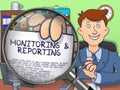 Monitoring & Reporting through Lens. Doodle Concept.