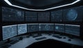Monitoring Room with Multiple Screens Displaying Data and Information Royalty Free Stock Photo
