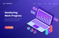 Monitoring work progress concept online with computer and data analysis report summary