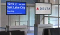 Flight from Austin to Salt lake city, airport terminal gate. Editorial 3d rendering