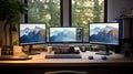monitors developer desk Royalty Free Stock Photo